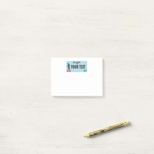 Post-it® Plaque de licence Oregon Sasquatch (Sur un bureau)