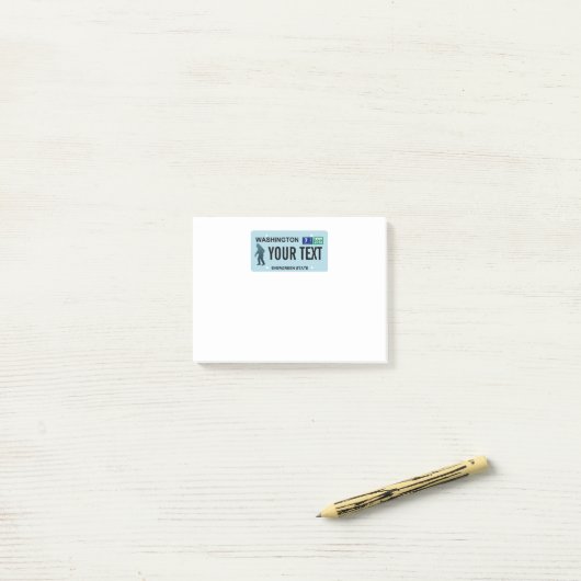 Post-it® Plaque de licence Washington Sasquatch (Sur un bureau)