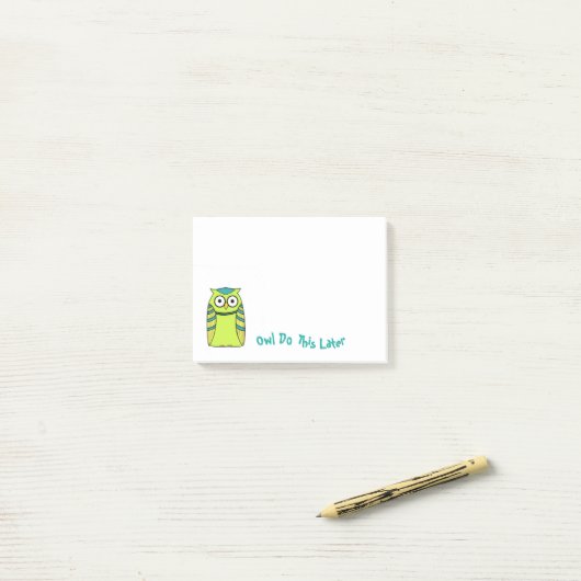 Post-it® Plaque de mémo de la Chouette verte (Sur un bureau)