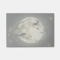Pleine lune avec chauves-souris et corbeau