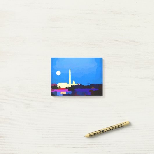 Post-it® Pleine lune Skyline Washington DC (Sur un bureau)