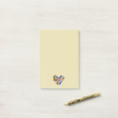 Post-it® Plumes en forme de coeur Aquarelle Design (Sur un bureau)