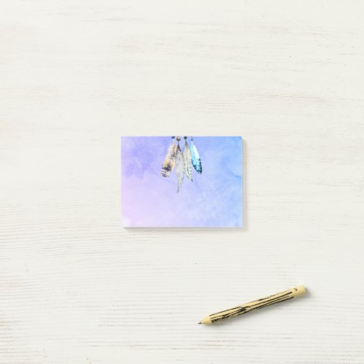 Post-it® Plumes perlées en aquarelles (Sur un bureau)