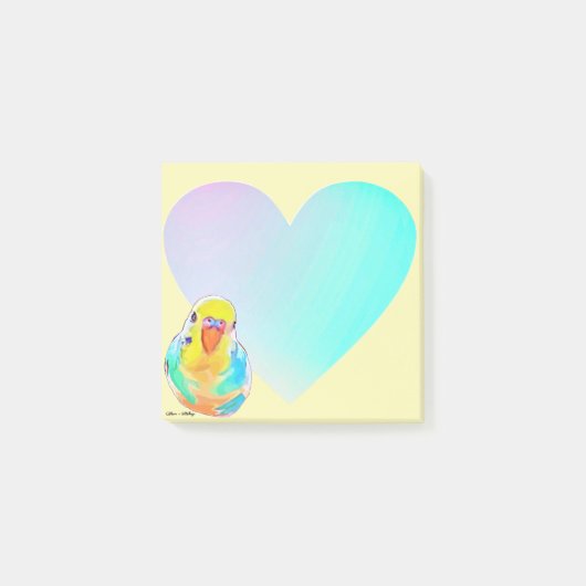Post-it® Plutôt Budgerigar Parakeet Rainbow Ombre Heart (Devant)