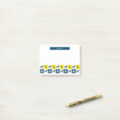 Post-it® Poignée et lignes de grille jaune et bleu (Sur un bureau)