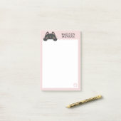 Post-it® Poignée rose Kitten & Paws Ajouter Votre Nom Post- (Sur un bureau)