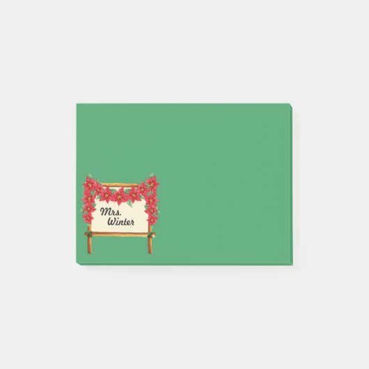 Post-it® Poinsettia Swag Signe en bois Enseignant Cadeau (Devant)
