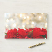 Post-it® Poinsettias rouges avec Golden Bokeh Noël (Sur un bureau)
