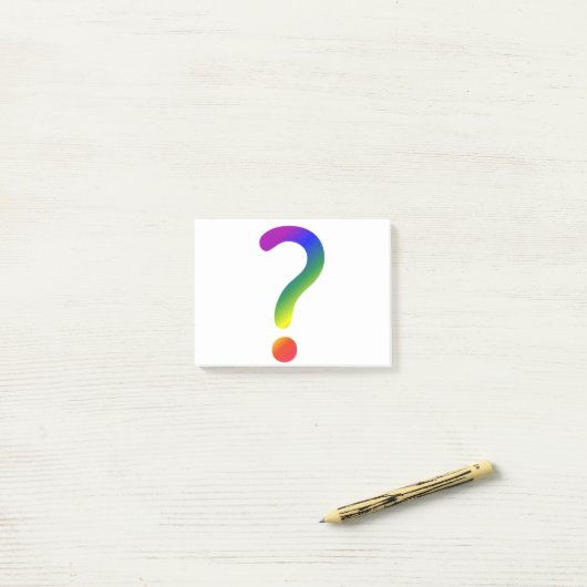 Post-it® Point d'interrogation arc-en-ciel (Sur un bureau)