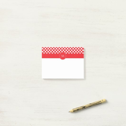 Post-it® Pointe blanc et rouge monogramme (Sur un bureau)