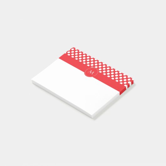 Post-it® Pointe blanc et rouge monogramme (Incliné)