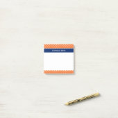 Post-it® Pointe Polka blanche orange avec Bleu Royal (Sur un bureau)