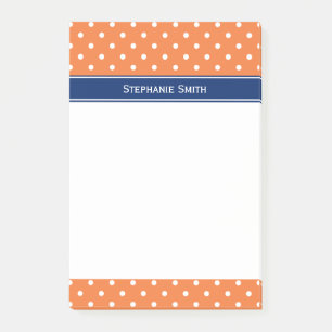 Post-it® Pointe Polka blanche orange avec Bleu Royal
