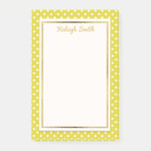 Post-it® Pointe Polka jaune et blanc avec Gold Post Notes (Devant)