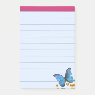 Post-it® Points Blue Butterfly & Gold Confetti