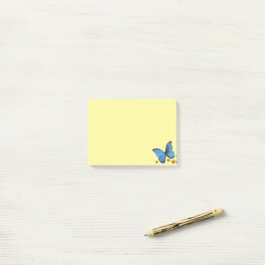 Post-it® Points Blue Butterfly & Gold Confetti (Sur un bureau)