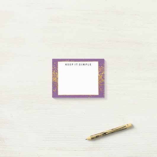 Post-it® Points Confetti en or violet (Sur un bureau)