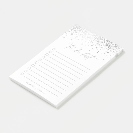 Post-it® Points Confetti Faux Argent Chic Personnalisés (Incliné)
