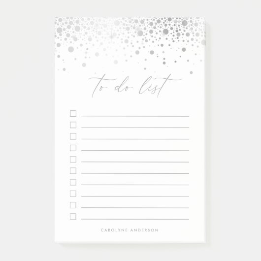 Post-it® Points Confetti Faux Argent Chic Personnalisés (Devant)