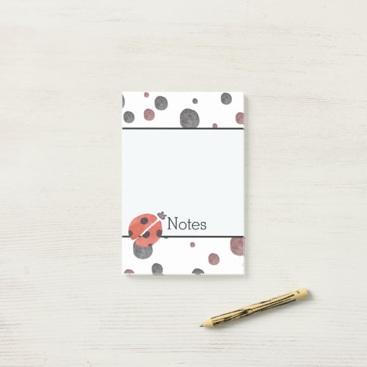 Post-it® Points d'aquarelle de coccinelles (Sur un bureau)