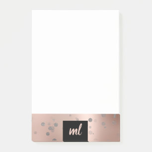 Post-it® Points de confetti rose d'or d'argent élégant