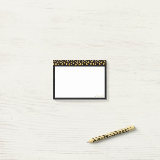 Post-it® Points dorés sur fond noir (Sur un bureau)