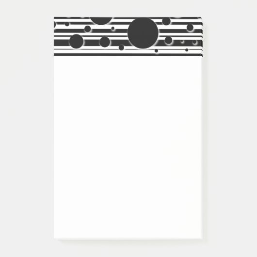 Post-it® Points et rayures noirs et blancs (Devant)