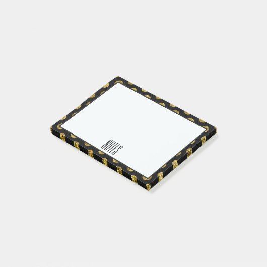 Post-it® Points fascinants et noirs d'or chic (Incliné)