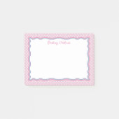 Post-it® Points roses et cadre ondulé avec nom (Devant)