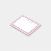 Post-it® Points roses et cadre ondulé avec nom (Incliné)