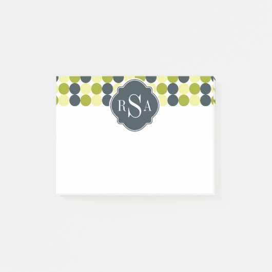 Post-it® Points verts et monogramme bleu (Devant)
