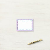 Post-it® Points violets et cadre ondulé avec nom (Sur un bureau)