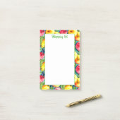 Post-it® Poire de pomme de fruits motif d'aquarelle d'été (Sur un bureau)