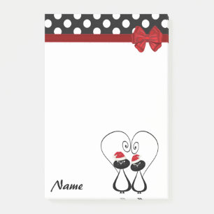 Post-it® Pois drôle Père Noël chat couple monogramme