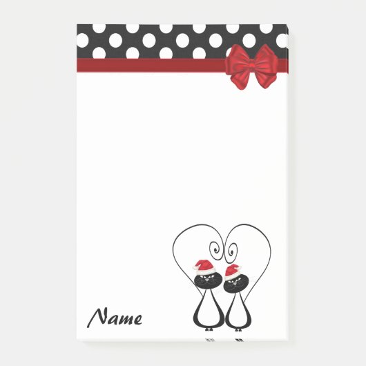 Post-it® Pois drôle Père Noël chat couple monogramme (Devant)