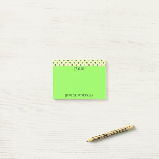 Post-it® Pois heureux de Jour de la Saint Patrick (Sur un bureau)