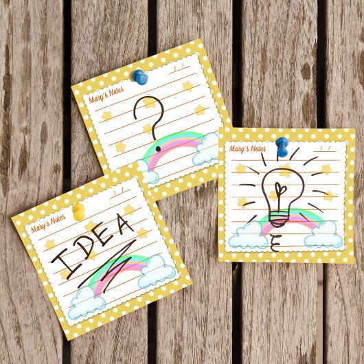 Post-it® Pois jaunes, étoiles mignonnes et arcs-en-ciel 3" 