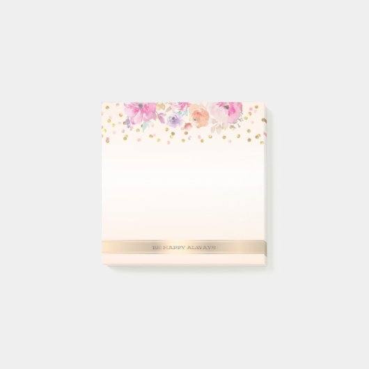 Post-it® Pois modernes, Confetti, Fleurs -Personnalisé (Devant)