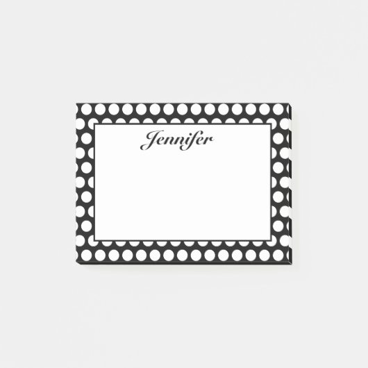 Post-it® Pois noirs et blancs personnalisés (Devant)