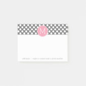 Post-it® Pois Pastel rose et gris avec monogramme personnal (Devant)