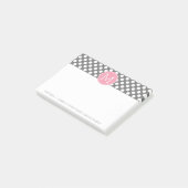 Post-it® Pois Pastel rose et gris avec monogramme personnal (Incliné)