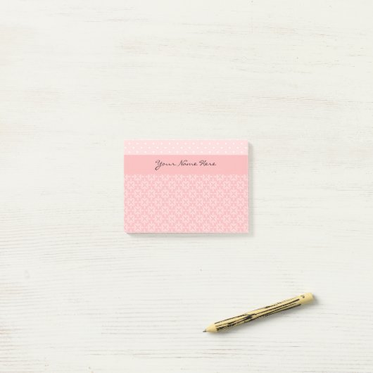 Post-it® Pois rose et blanc mignon (Sur un bureau)