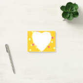Post-it® pois rose et jaune et forme blanche de coeur (Bureau)