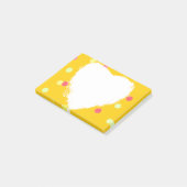 Post-it® pois rose et jaune et forme blanche de coeur (Incliné)