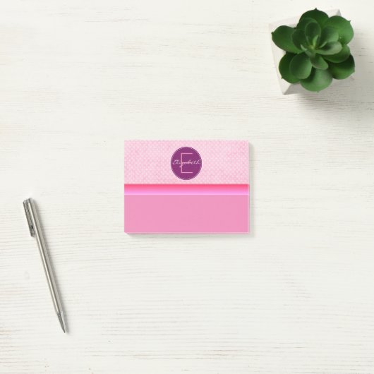 Post-it® Pois rose monogramme (Bureau)