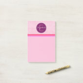 Post-it® Pois rose monogramme (Sur un bureau)