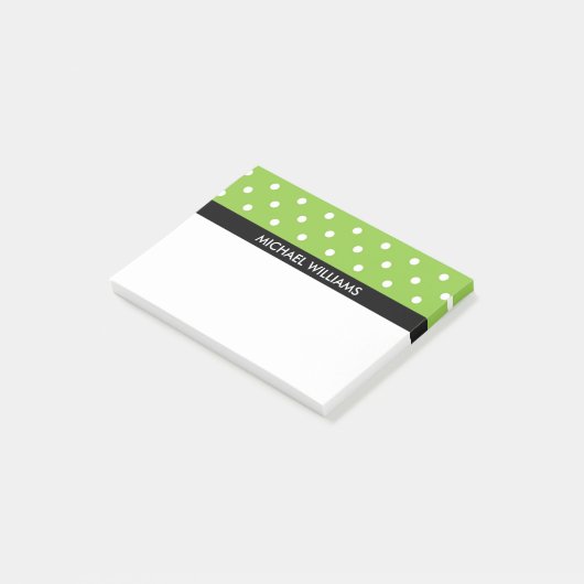 Post-it® Pois vert avec les rayures noires (Incliné)