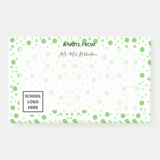 Post-it® Pois verts de retour à l'école enseignant (Devant)