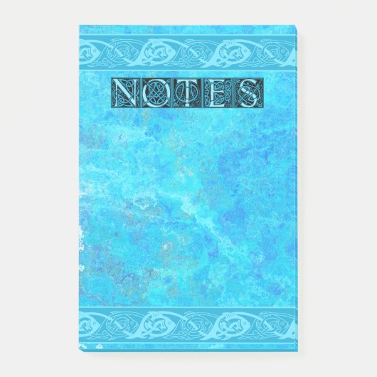 Post-it® Poisson en entrelacs celtique en bleu (Devant)