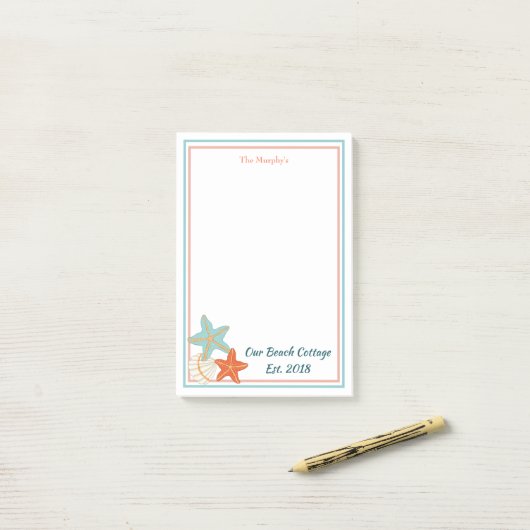 Post-it® Poisson Et Coquille De Mer (Sur un bureau)